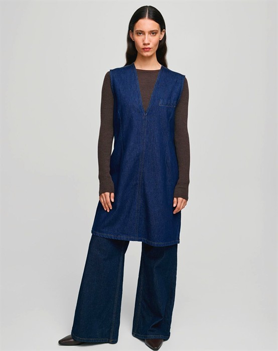 MSCHAdna Alena SL Kjole - Dark Blue Wash